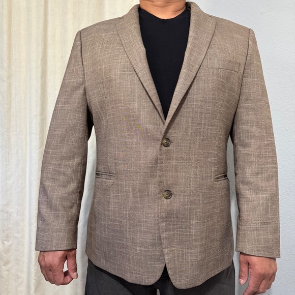 Tommy Hilfiger Men's Brown Plaid Sport Coat Blazer Jacket 48R Single Breasted